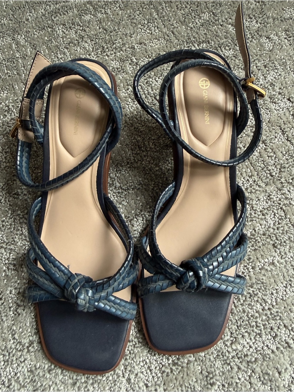 Giani Bernini Blue Braided Ankle-Strap Sandals